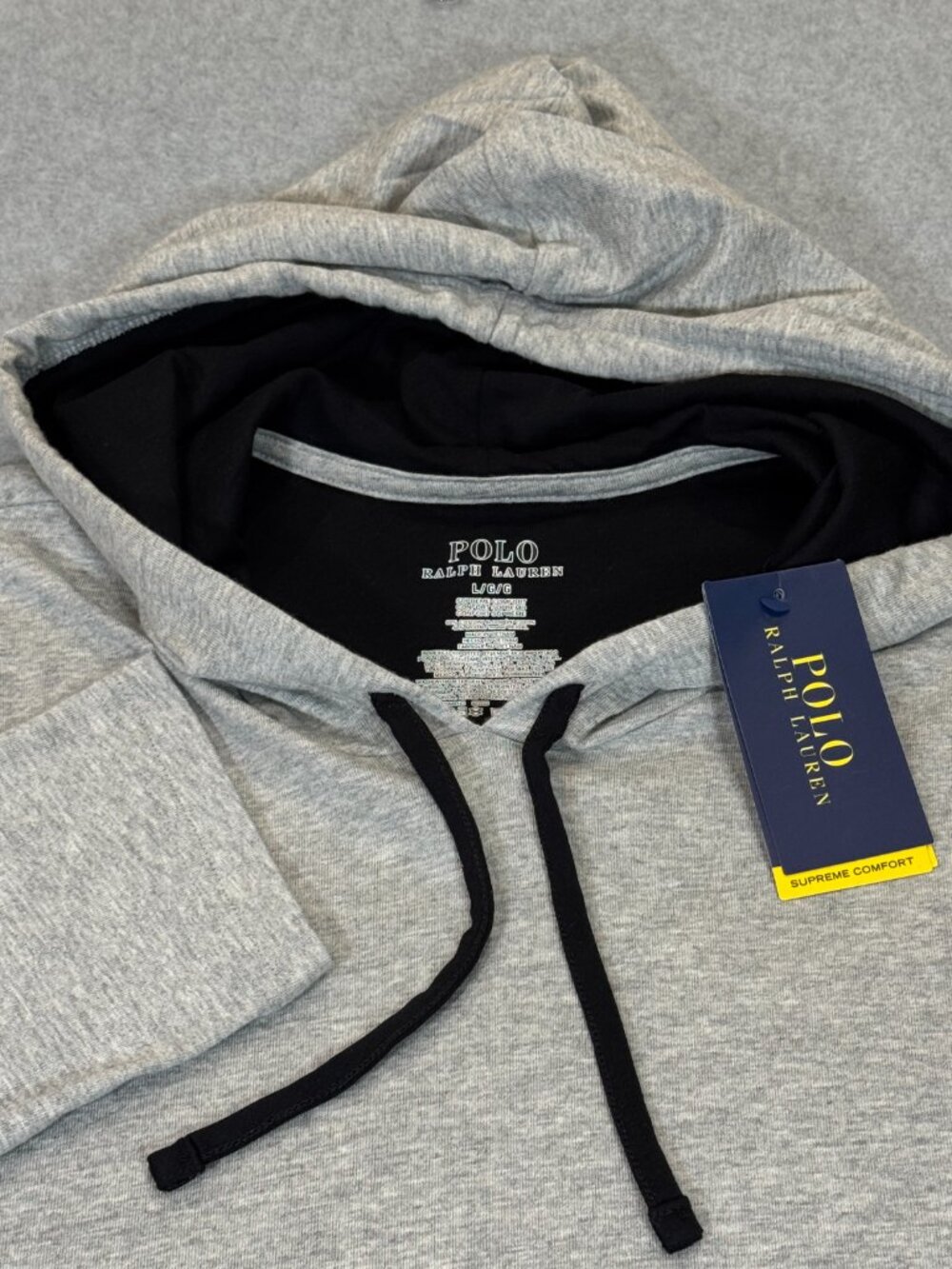 Polo Ralph Lauren Supreme Comfort Mens Long Sleeve Hooded T-Shirt Large Gray